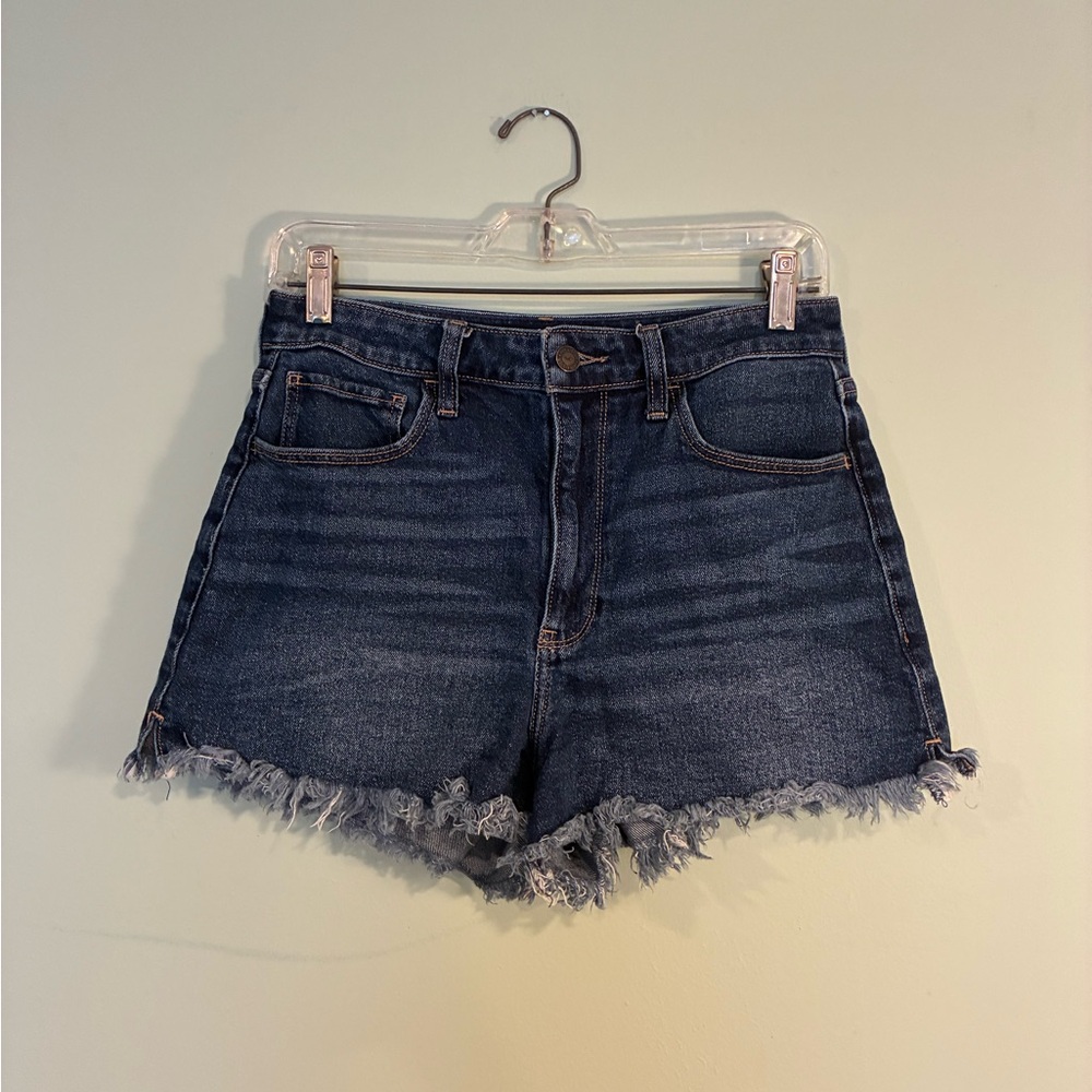 Hollister Dark Blue Frayed Jean Shorts
